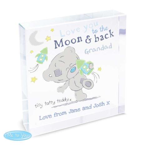 Personalised Tiny Tatty Teddy Moon & Back Large Crystal Block £17.99